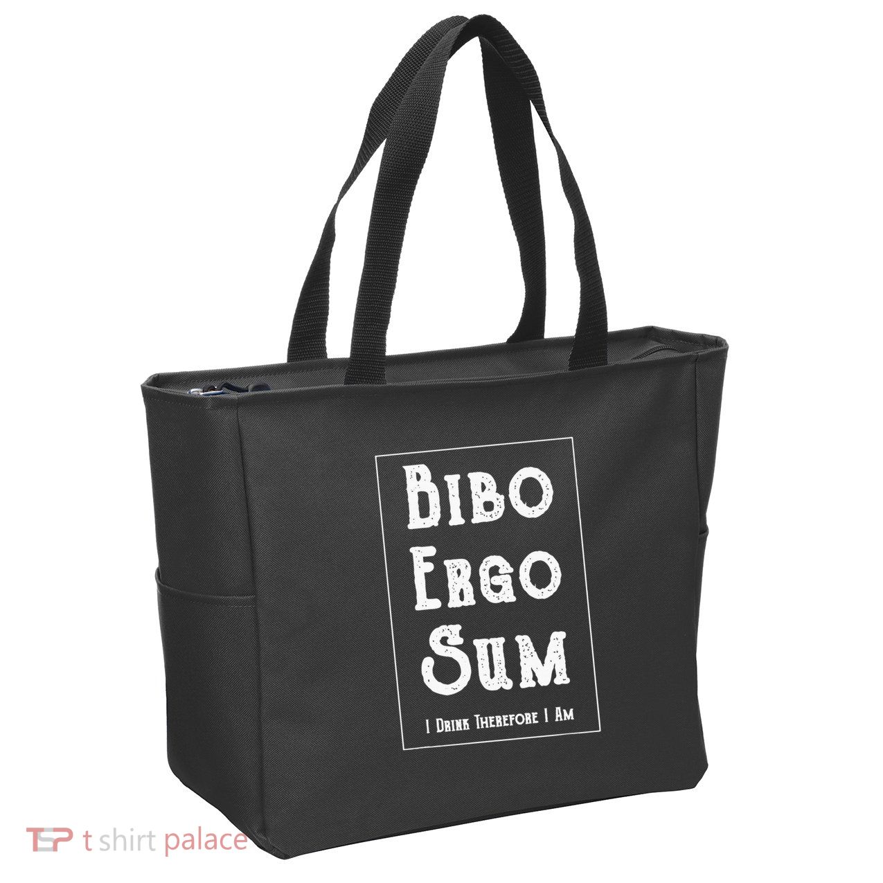 Bibo Ergo Sum I Drink Therefore I Am Latin Alcohol Zip Tote Bag