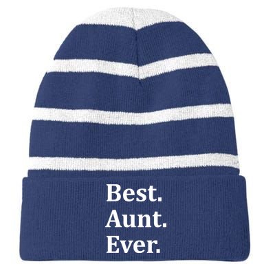 Best Aunt Ever Striped Beanie with Solid Band