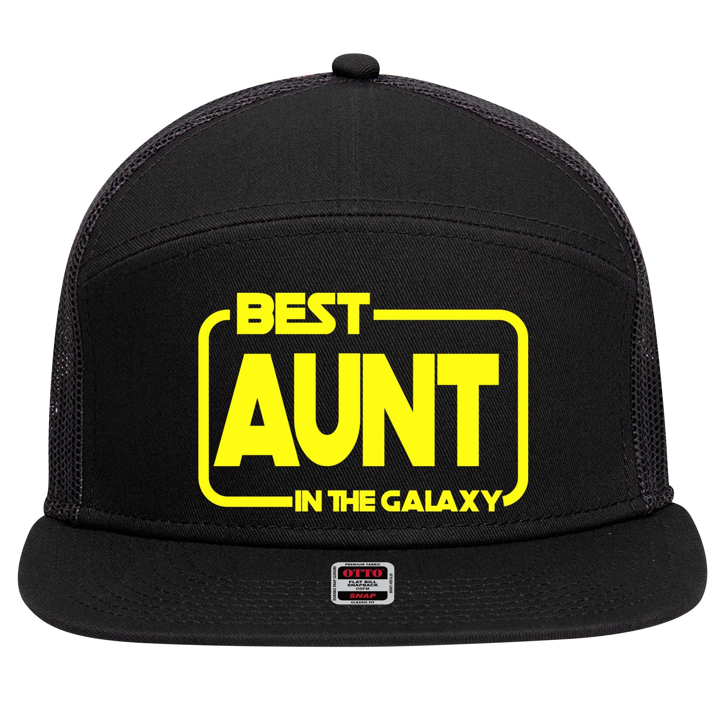 Best Aunt In The Galaxy 7 Panel Mesh Trucker Snapback Hat