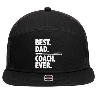 Best Baseball Dad Coach Ever 7 Panel Mesh Trucker Snapback Hat