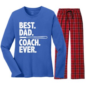 Best Baseball Dad Coach Ever Women's Long Sleeve Flannel Pajama Set 