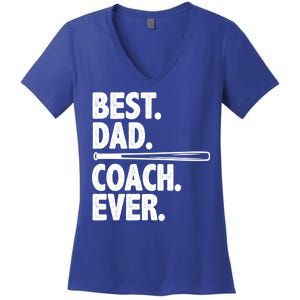 Best Baseball Dad Coach Ever Women's V-Neck T-Shirt