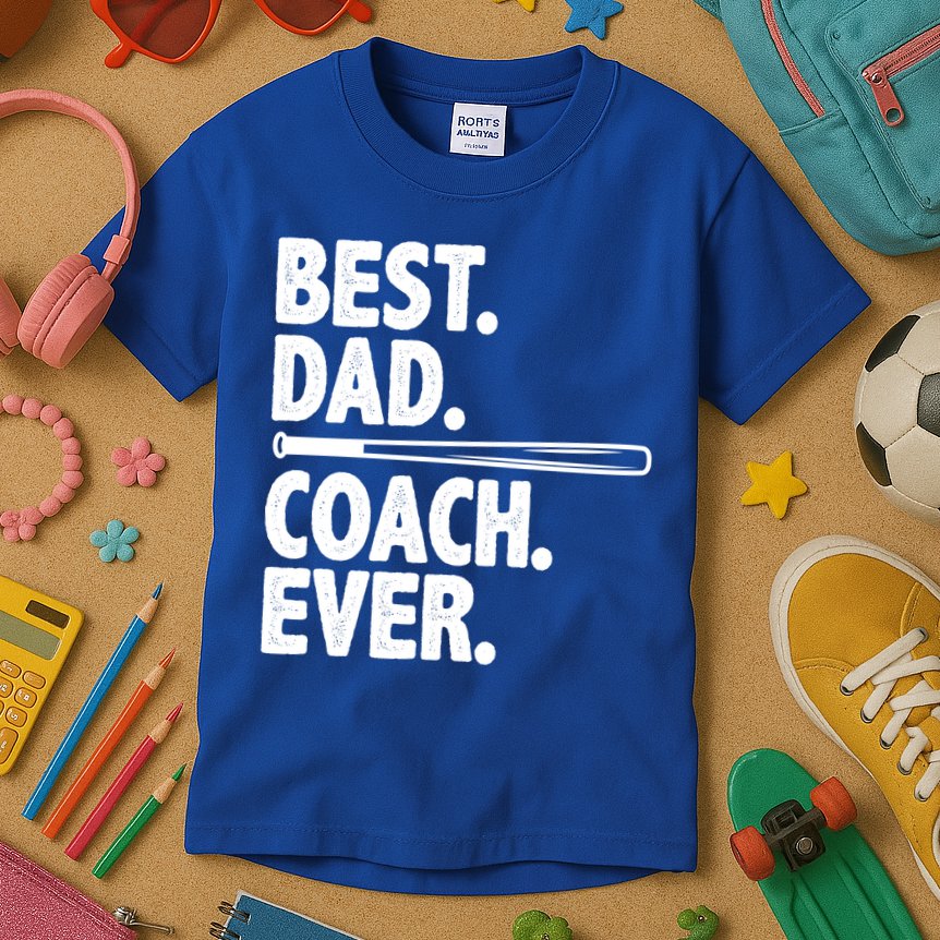 Best Baseball Dad Coach Ever Kids T-Shirt