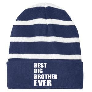 Best Big Brother Ever Striped Beanie with Solid Band