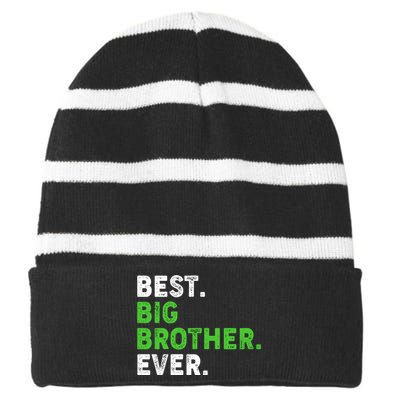 Best Big Brother Ever Older Sibling Striped Beanie with Solid Band