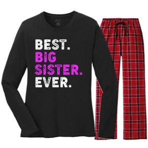 Best Big Sister Ever Older Sibling Women's Long Sleeve Flannel Pajama Set 