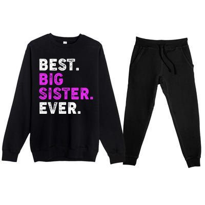 Best Big Sister Ever Older Sibling Premium Crewneck Sweatsuit Set