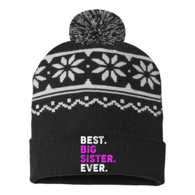 Best Big Sister Ever Older Sibling USA-Made Snowflake Beanie