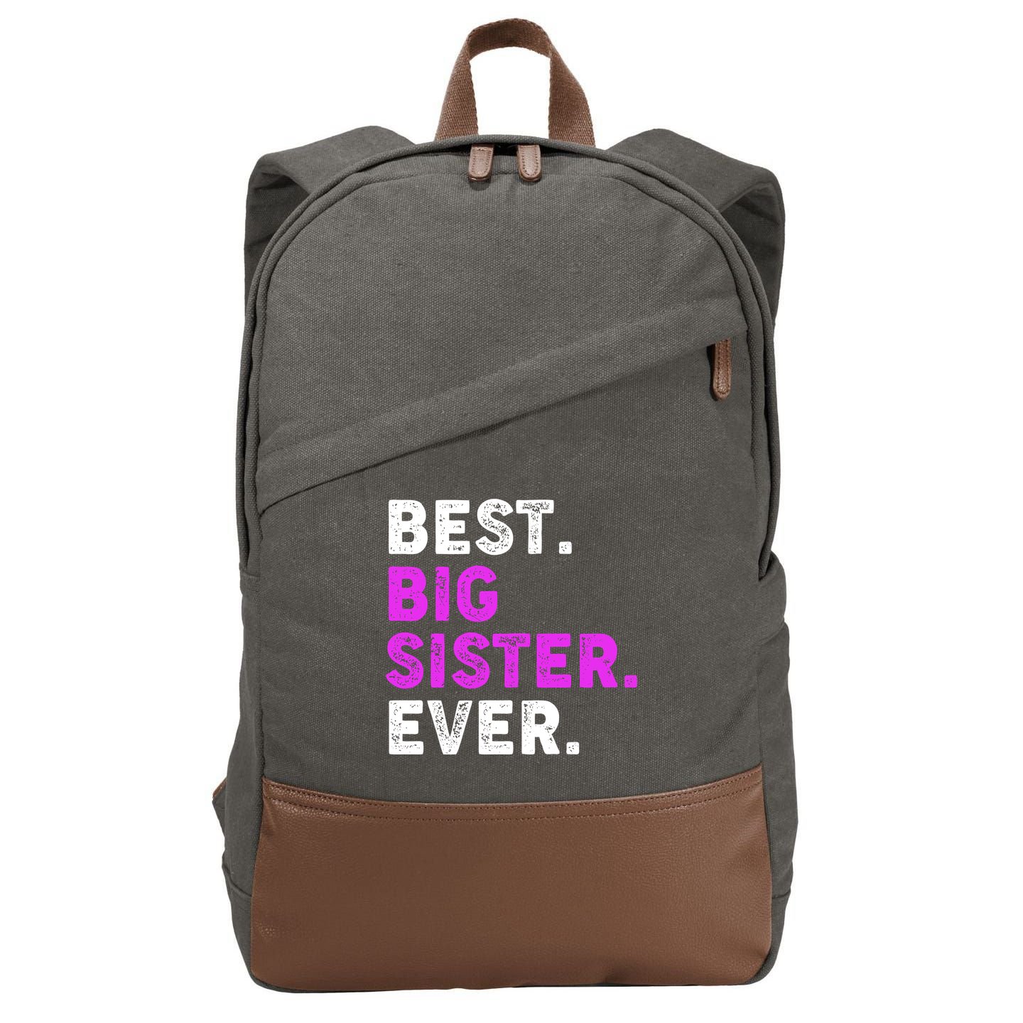 Best Big Sister Ever Older Sibling Cotton Canvas Backpack