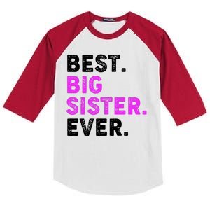 Best Big Sister Ever Older Sibling Kids Colorblock Raglan Jersey