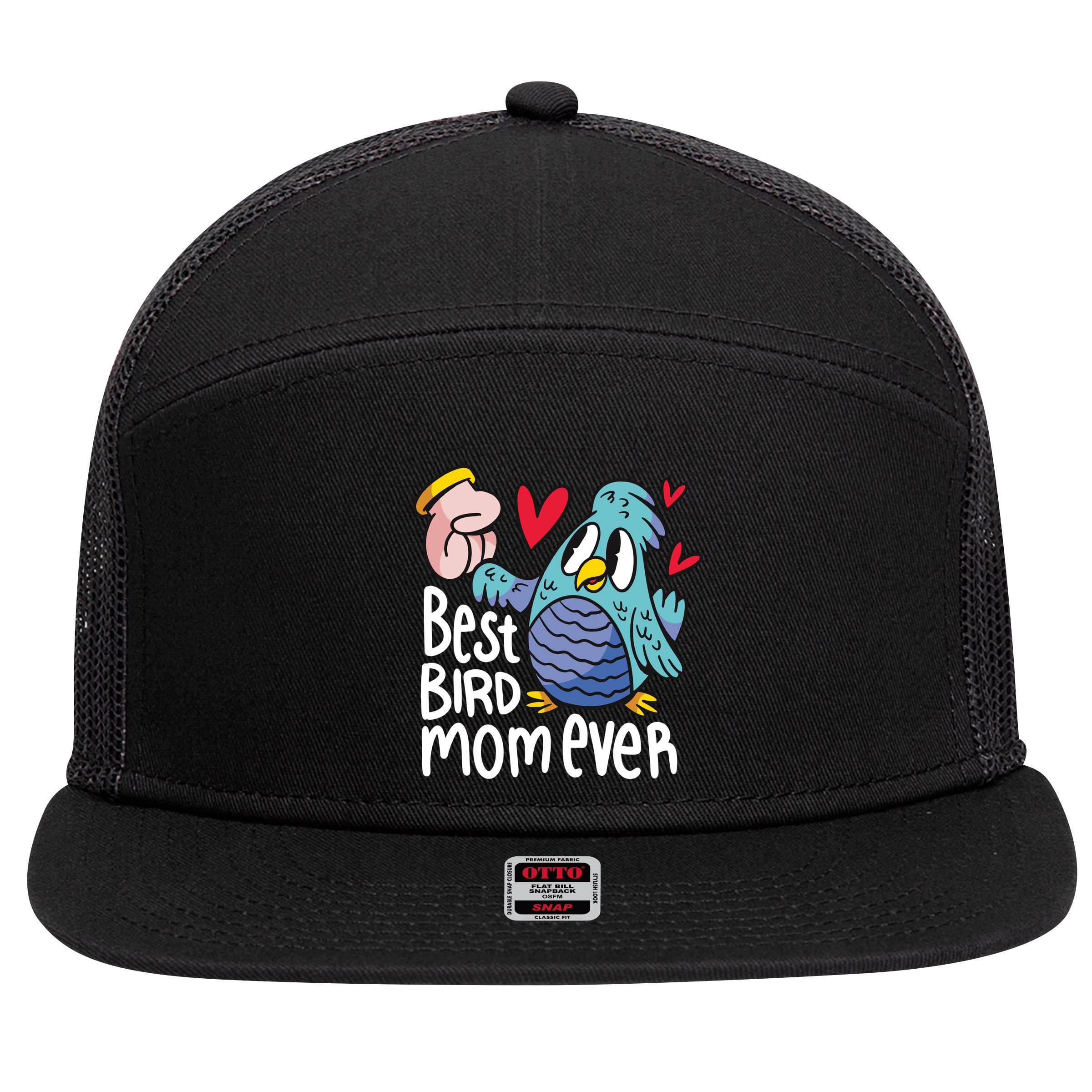 Best Bird Mom Ever 7 Panel Mesh Trucker Snapback Hat