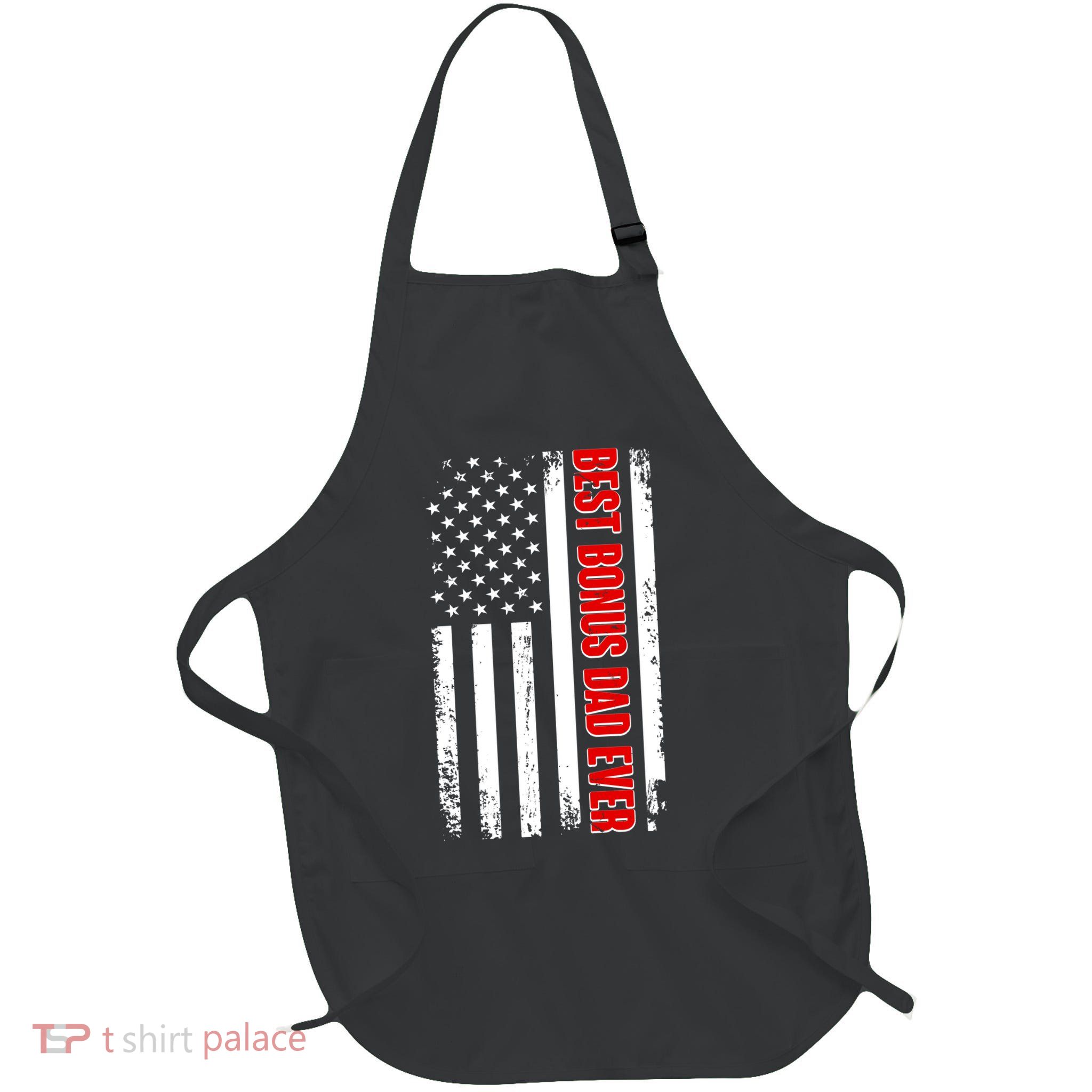 Best Bonus Dad Ever Distressed US Flag Full-Length Apron With Pockets