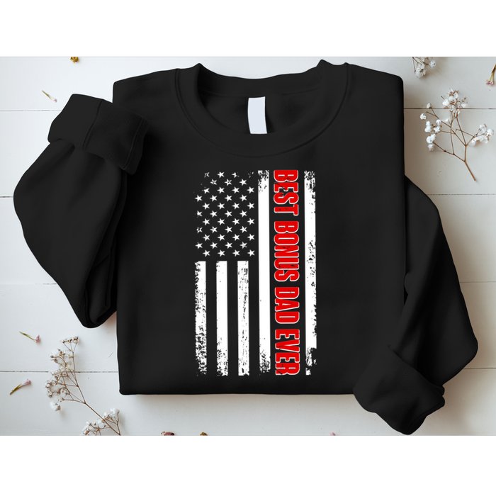 Best Bonus Dad Ever Distressed US Flag Sweatshirt