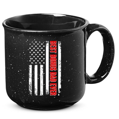Best Bonus Dad Ever Distressed US Flag 15oz Campfire Ceramic Mug