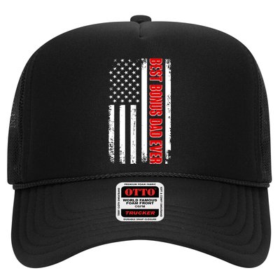 Best Bonus Dad Ever Distressed US Flag Trucker Hat