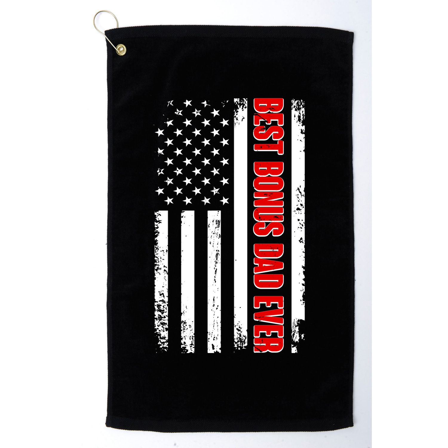 Best Bonus Dad Ever Distressed US Flag Golf Towel