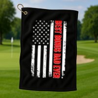 Best Bonus Dad Ever Distressed US Flag Golf Towel