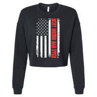 Best Bonus Dad Ever Distressed US Flag Cropped Pullover Crew