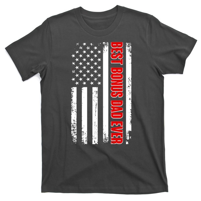 Best Bonus Dad Ever Distressed US Flag T-Shirt