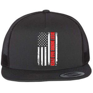 Best Bonus Dad Ever Distressed US Flag Flat Bill Trucker Hat