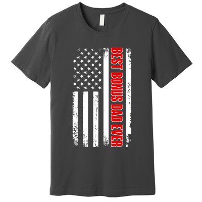 Best Bonus Dad Ever Distressed US Flag Premium T-Shirt