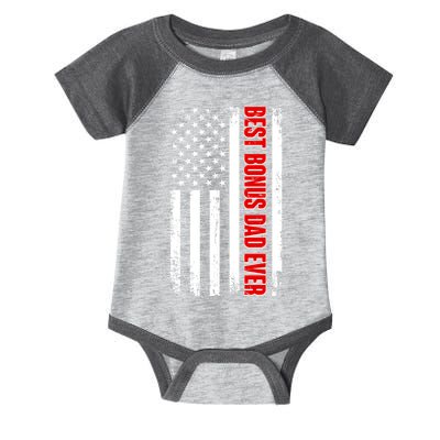 Best Bonus Dad Ever Distressed US Flag Infant Baby Jersey Bodysuit
