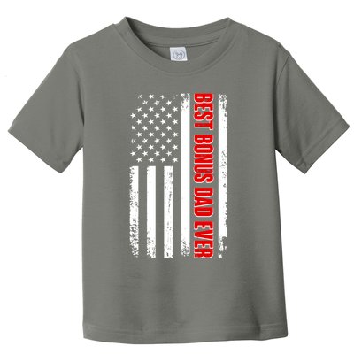 Best Bonus Dad Ever Distressed US Flag Toddler T-Shirt