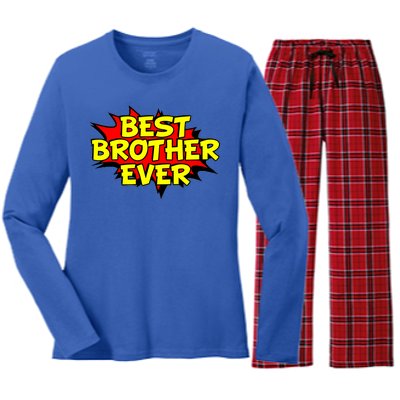 Best Brother Ever Cartoon Shout Women's Long Sleeve Flannel Pajama Set 