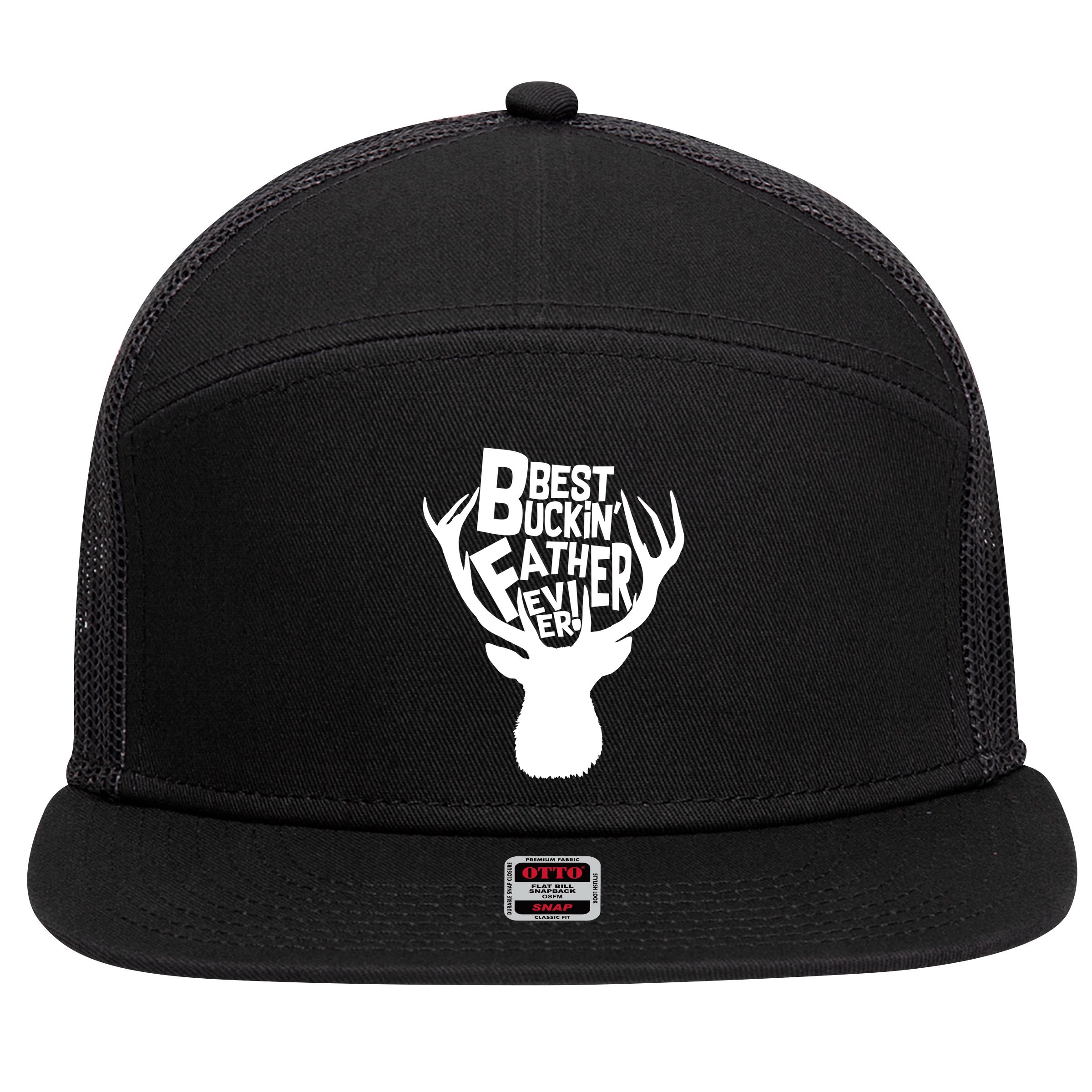 Best Buckin Father Ever 7 Panel Mesh Trucker Snapback Hat