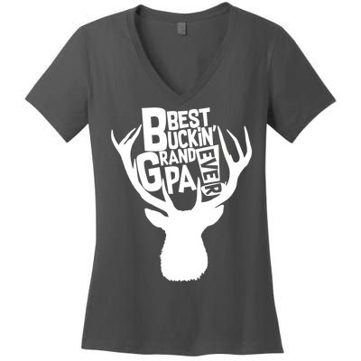 Best Buckin Grandpa Ever Women's V-Neck T-Shirt