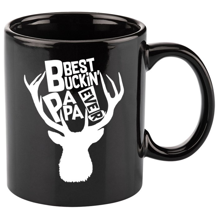Best Buckin Papa Ever 11oz C Handle Ceramic Mug