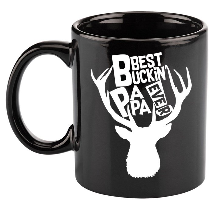 Best Buckin Papa Ever 11oz C Handle Ceramic Mug