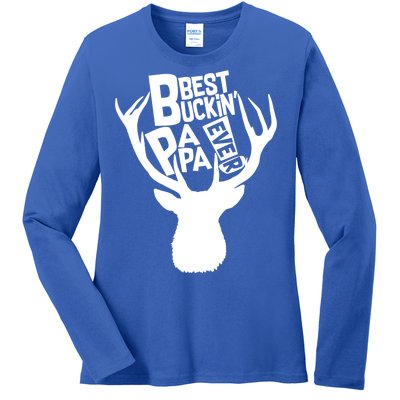 Best Buckin Papa Ever Ladies Long Sleeve Shirt