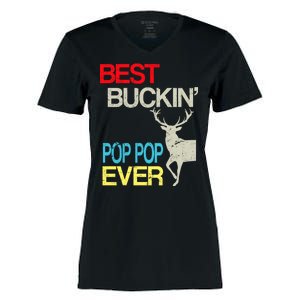 Best Buckin Pop Pop Women's Momentum V-Neck T-Shirt