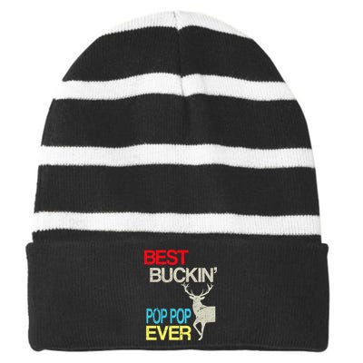 Best Buckin Pop Pop Striped Beanie with Solid Band