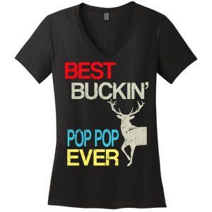 Best Buckin Pop Pop Women's V-Neck T-Shirt