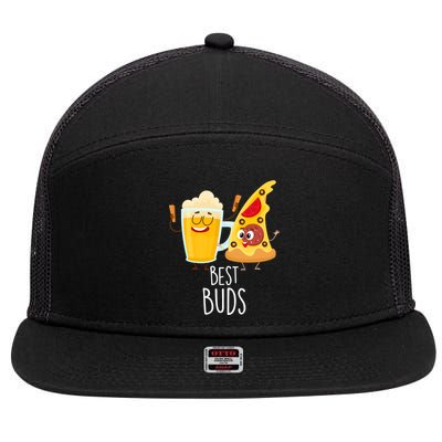 Best Buds Pizza And Beer 7 Panel Mesh Trucker Snapback Hat