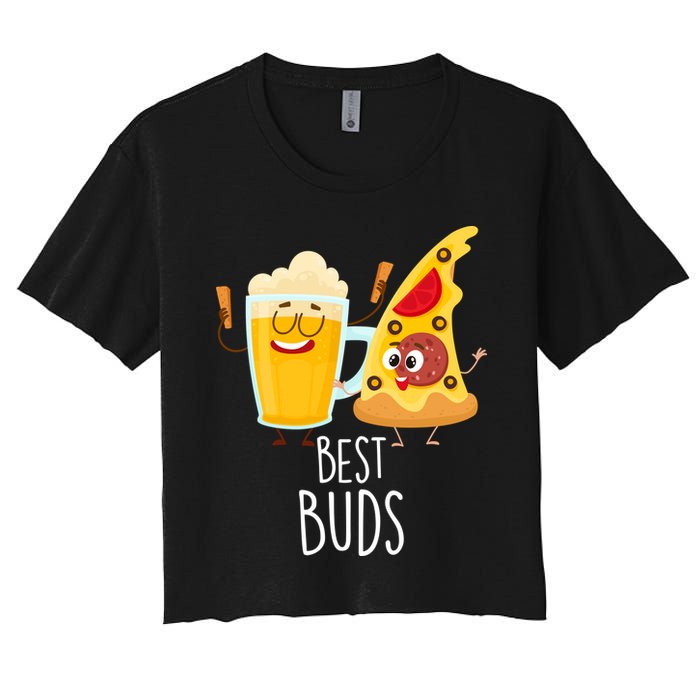 Best Buds Pizza And Beer Women's Crop Top Tee