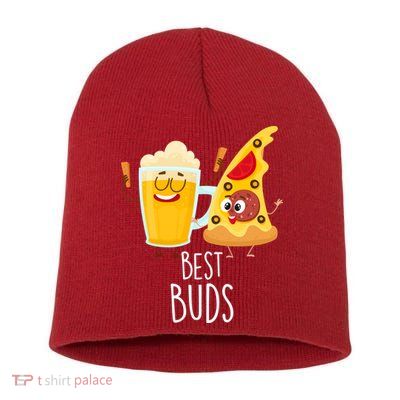 Best Buds Pizza And Beer Short Acrylic Beanie
