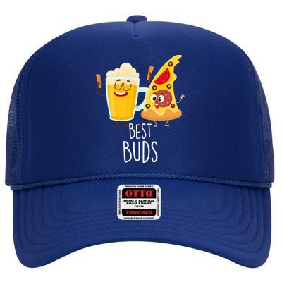 Best Buds Pizza And Beer High Crown Mesh Back Trucker Hat