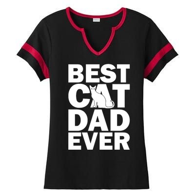 Best Cat Dad Ever Ladies Halftime Notch Neck Tee