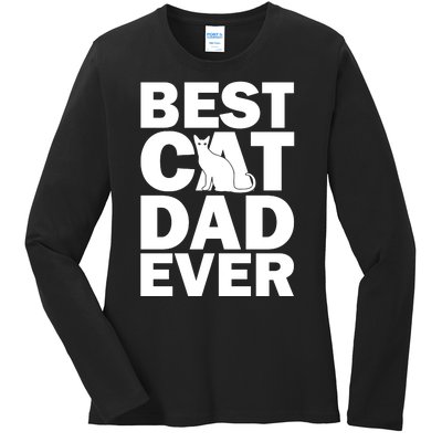 Best Cat Dad Ever Ladies Long Sleeve Shirt