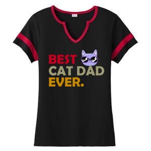 Best Cat Dad Ever Funny Cat Lover Ladies Halftime Notch Neck Tee