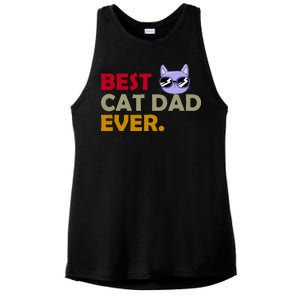 Best Cat Dad Ever Funny Cat Lover Ladies PosiCharge Tri-Blend Wicking Tank