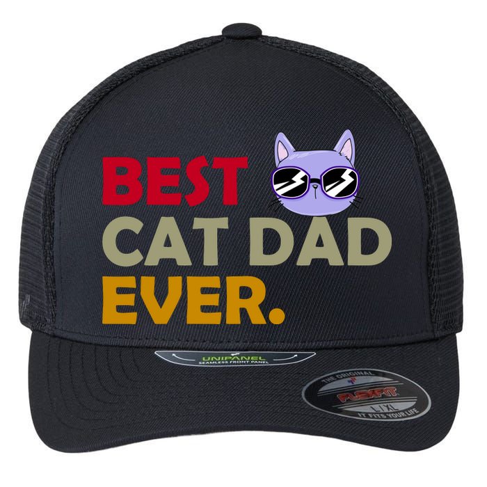 Best Cat Dad Ever Funny Cat Lover Flexfit Unipanel Trucker Cap