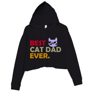 Best Cat Dad Ever Funny Cat Lover Crop Fleece Hoodie