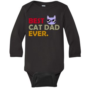 Best Cat Dad Ever Funny Cat Lover Baby Long Sleeve Bodysuit