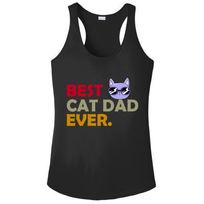 Best Cat Dad Ever Funny Cat Lover Ladies PosiCharge Competitor Racerback Tank