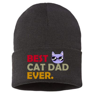 Best Cat Dad Ever Funny Cat Lover Sustainable Knit Beanie