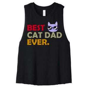 Best Cat Dad Ever Funny Cat Lover Women's Racerback Cropped Tank